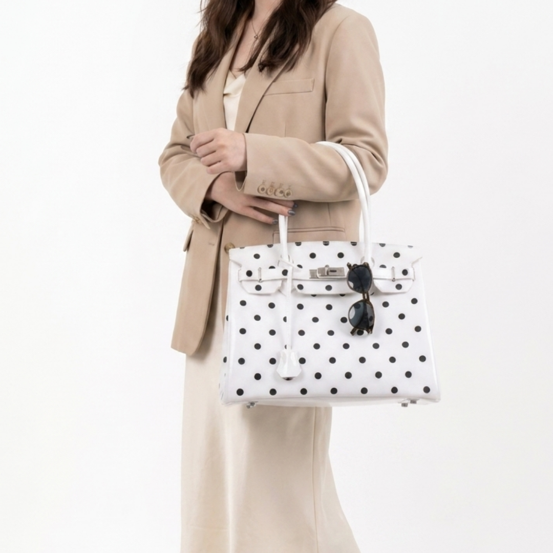 White Polka Dots